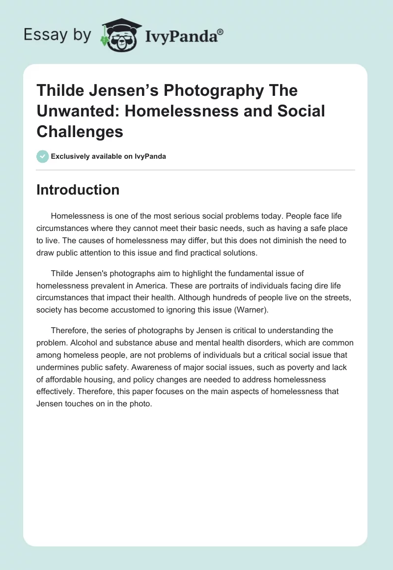 Thilde Jensen’s Photography "The Unwanted": Homelessness and Social Challenges. Page 1