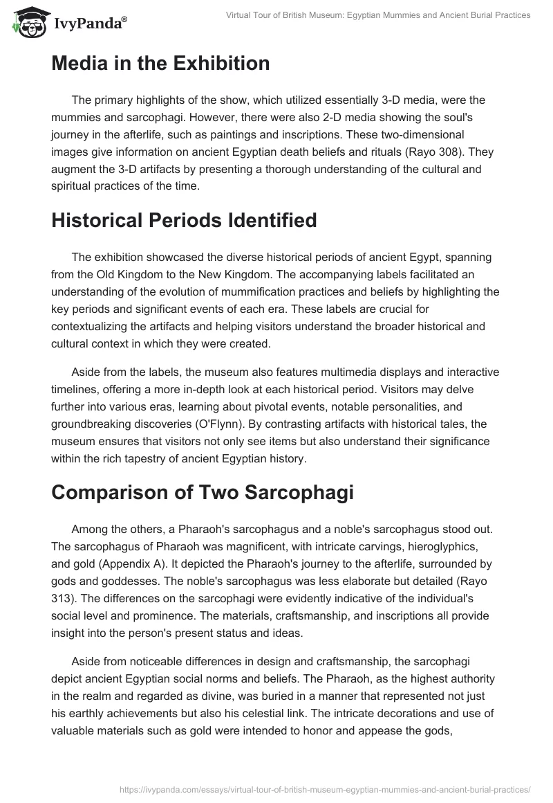 Virtual Tour of British Museum: Egyptian Mummies and Ancient Burial Practices. Page 2