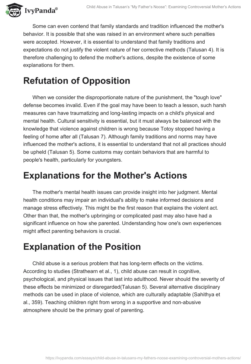 Child Abuse in Talusan’s “My Father’s Noose”: Examining Controversial Mother’s Actions. Page 2