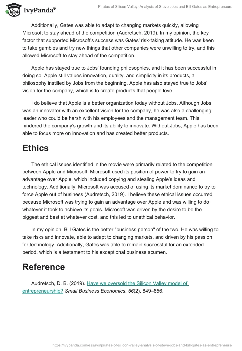 Pirates of Silicon Valley: Analysis of Steve Jobs and Bill Gates as Entrepreneurs. Page 2
