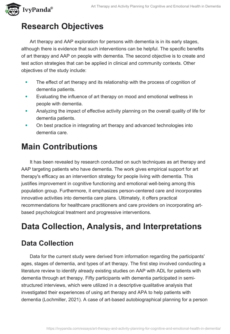 Art Therapy and Activity Planning for Cognitive and Emotional Health in Dementia. Page 2