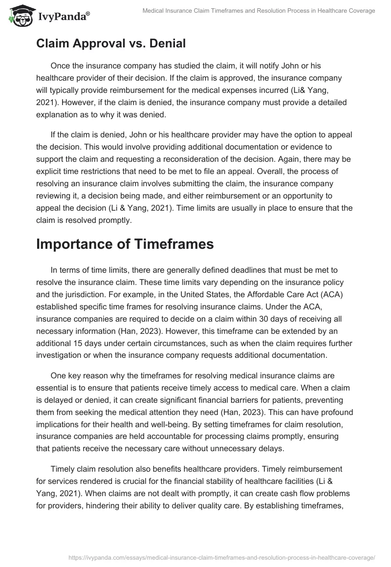 Medical Insurance Claim Timeframes and Resolution Process in Healthcare Coverage. Page 2