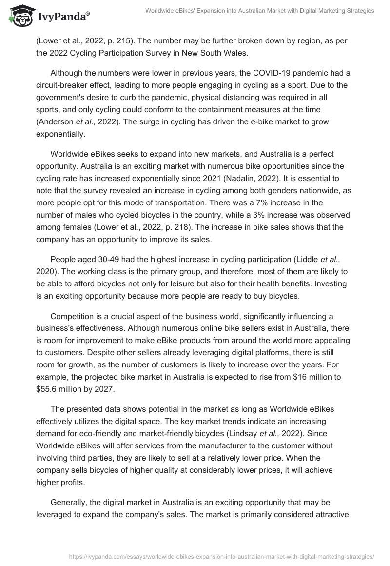 Worldwide eBikes' Expansion into Australian Market with Digital Marketing Strategies. Page 2