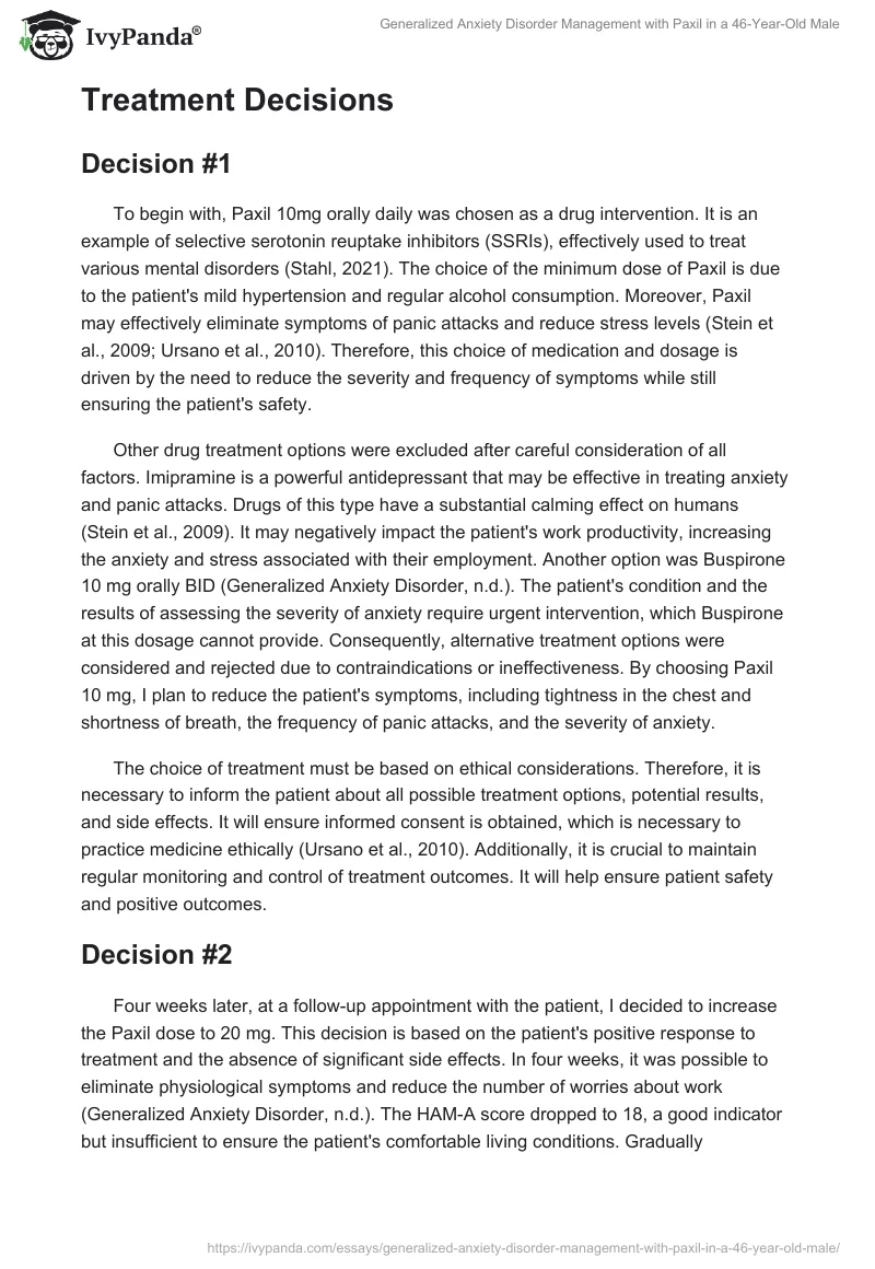 Generalized Anxiety Disorder Management with Paxil in a 46-Year-Old Male. Page 2