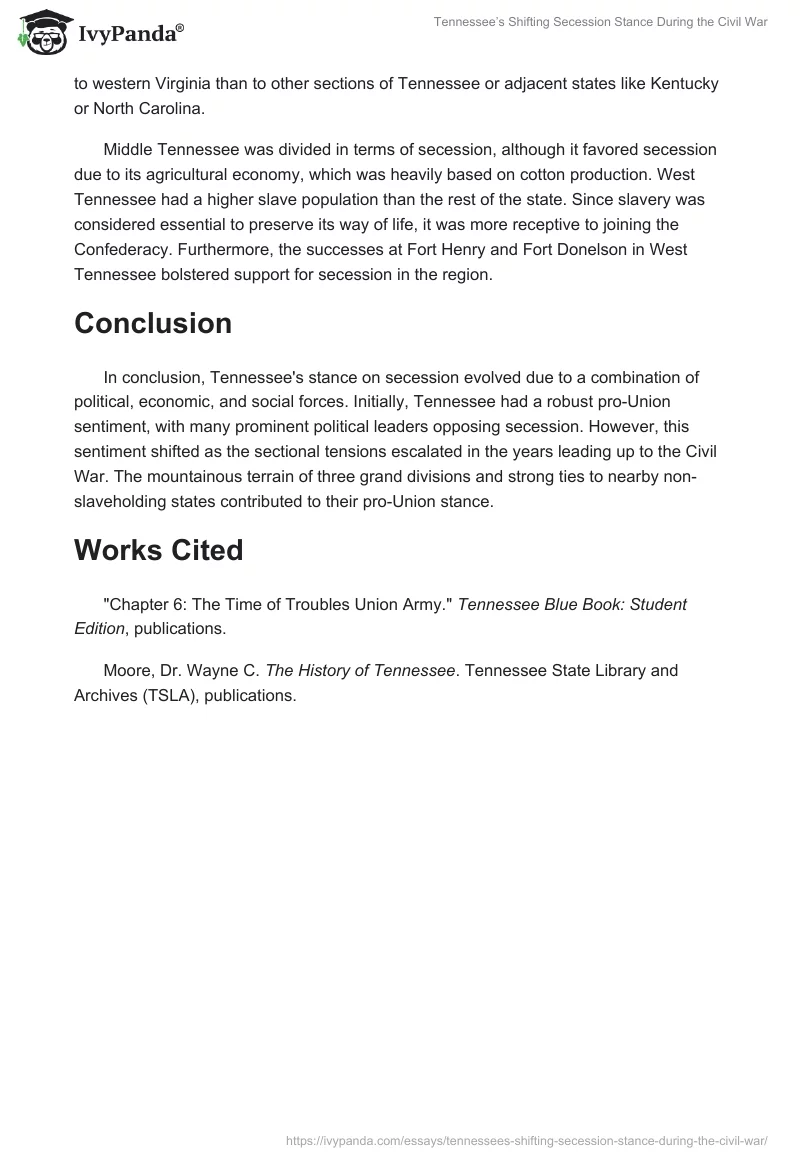 Tennessee’s Shifting Secession Stance During the Civil War. Page 2