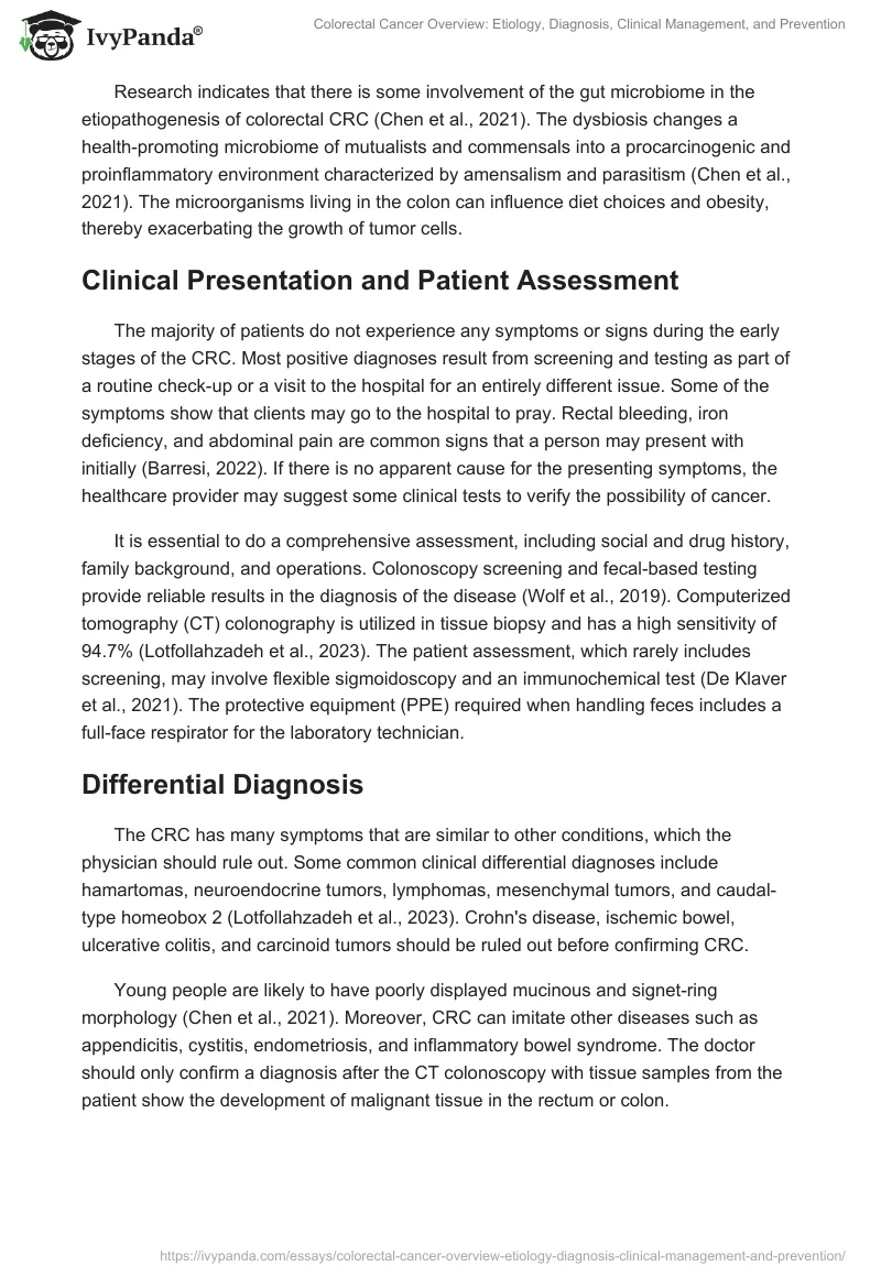 Colorectal Cancer Overview: Etiology, Diagnosis, Clinical Management, and Prevention. Page 2