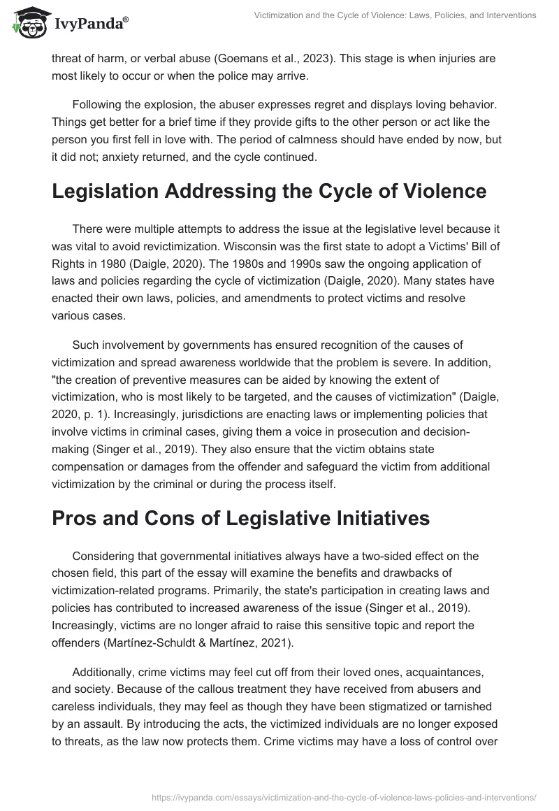 Victimization and the Cycle of Violence: Laws, Policies, and Interventions. Page 2