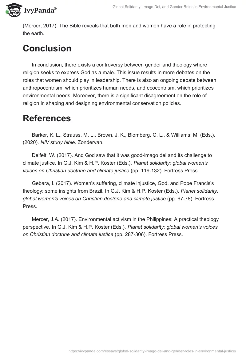 Global Solidarity, Imago Dei, and Gender Roles in Environmental Justice. Page 2
