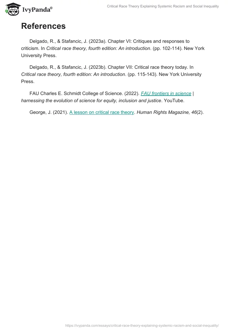 Critical Race Theory Explaining Systemic Racism and Social Inequality. Page 2