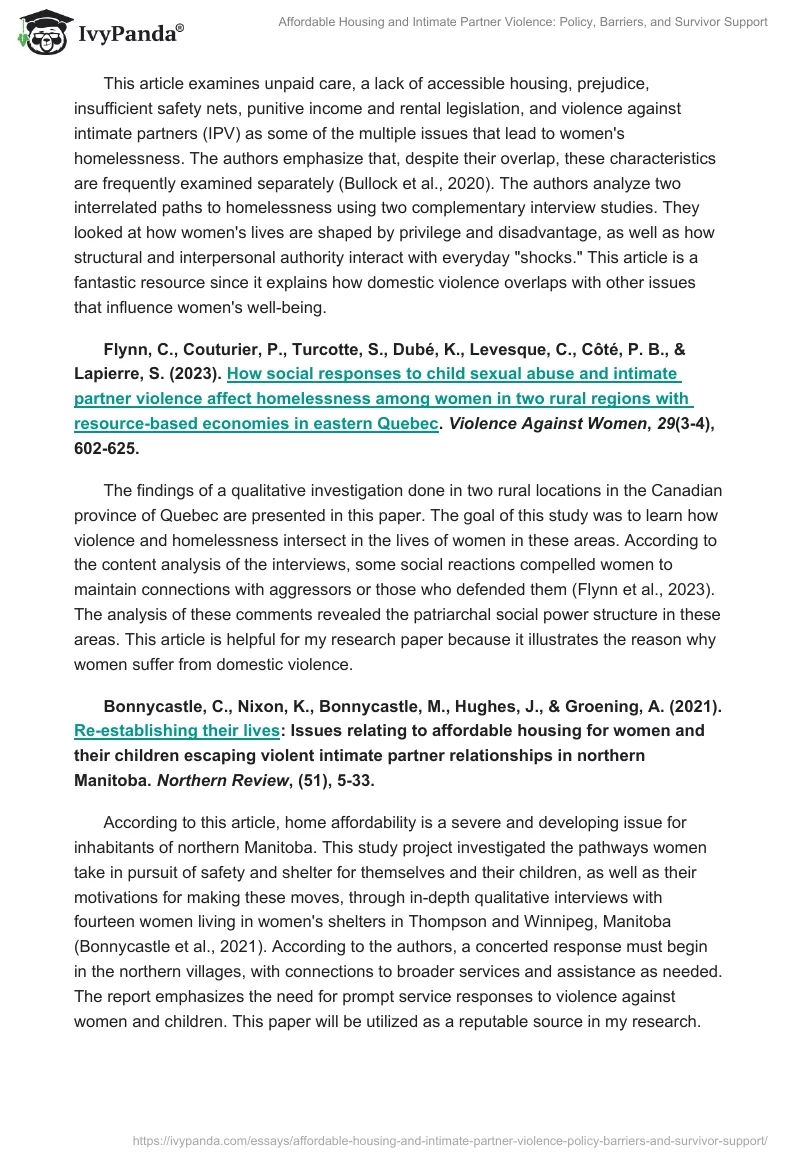 Affordable Housing and Intimate Partner Violence: Policy, Barriers, and Survivor Support. Page 2