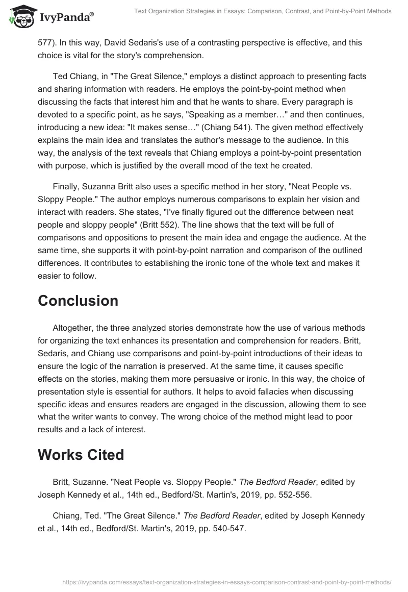 Text Organization Strategies in Essays: Comparison, Contrast, and Point-by-Point Methods. Page 2