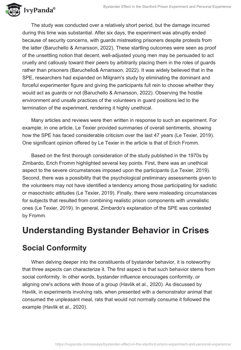 Bystander Effect in the Stanford Prison Experiment and Personal Experience. Page 2