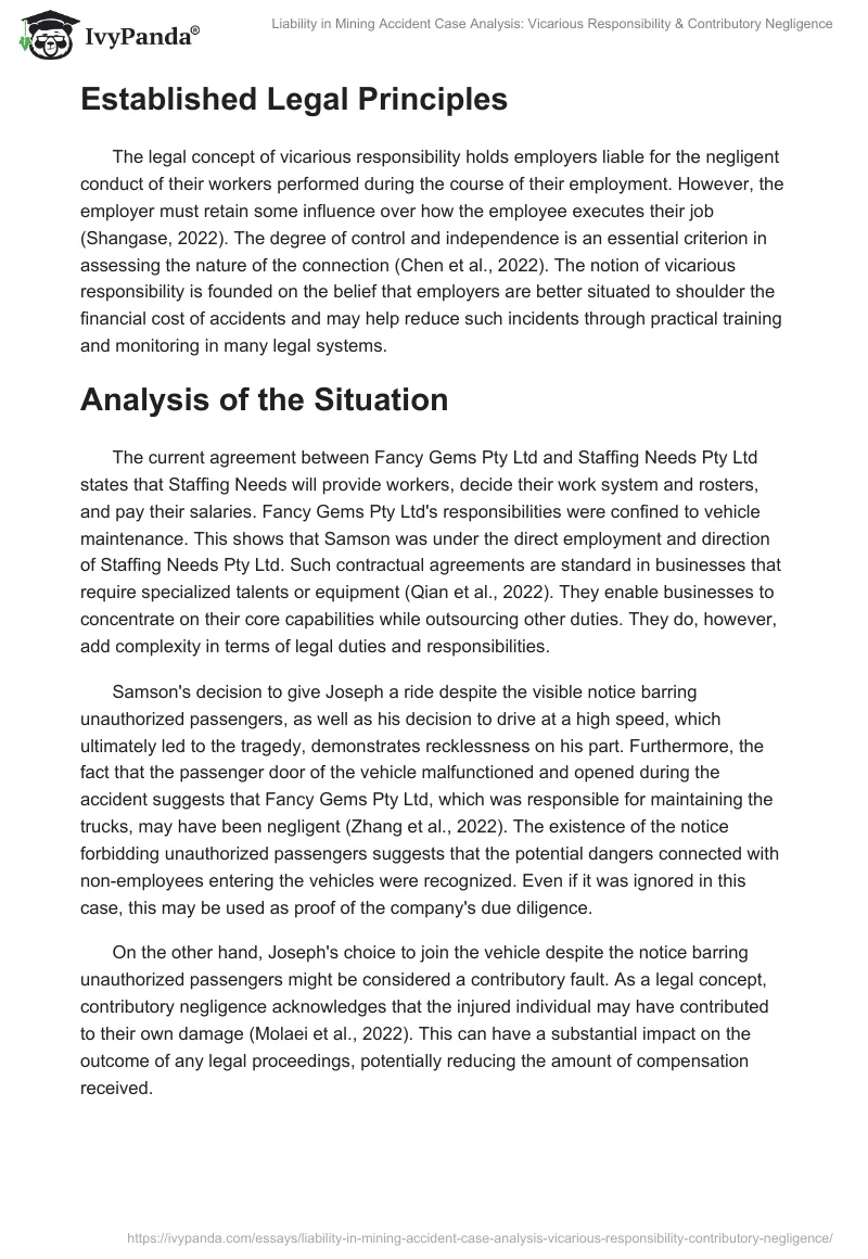 Liability in Mining Accident Case Analysis: Vicarious Responsibility & Contributory Negligence. Page 2