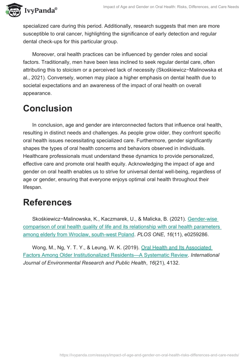 Impact of Age and Gender on Oral Health: Risks, Differences, and Care Needs. Page 2
