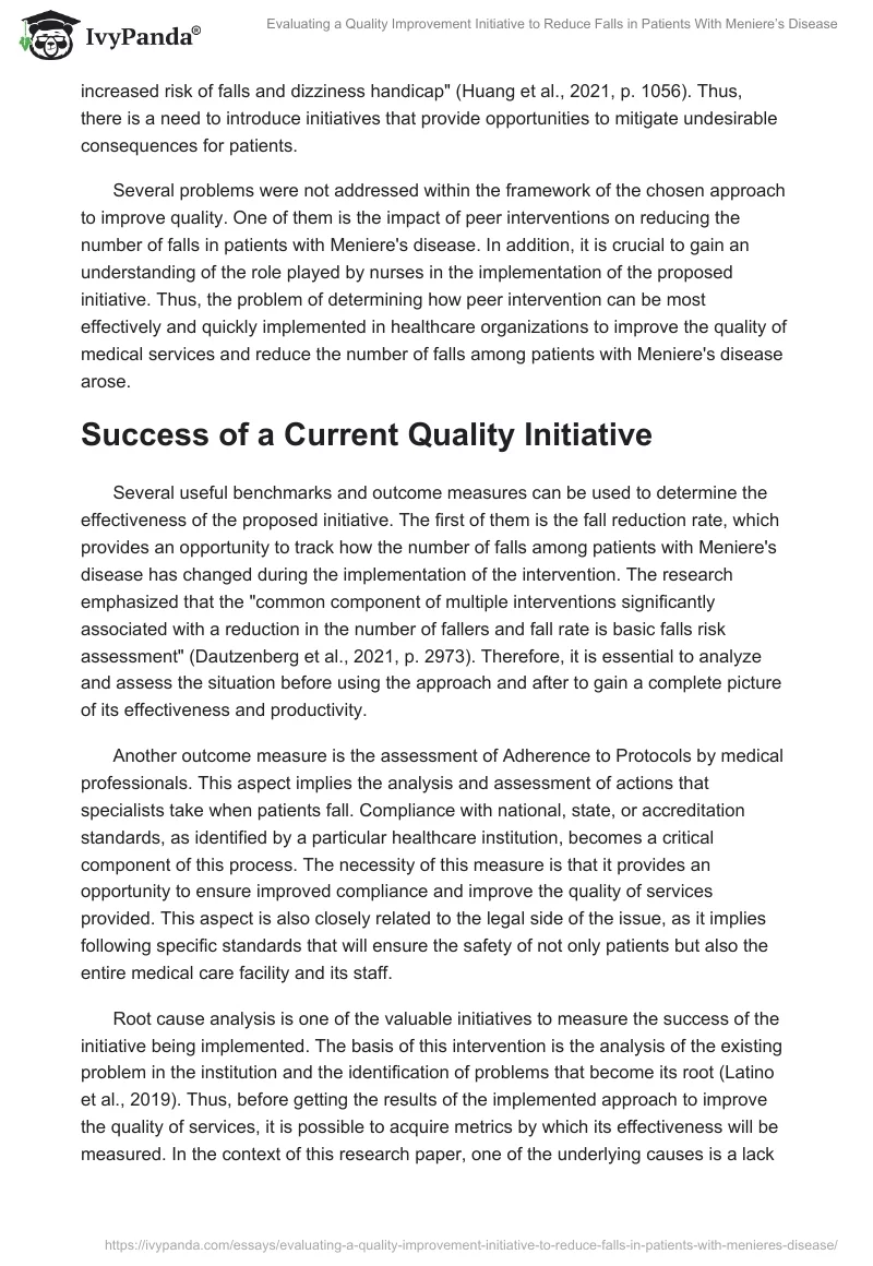 Evaluating a Quality Improvement Initiative to Reduce Falls in Patients With Meniere’s Disease. Page 2