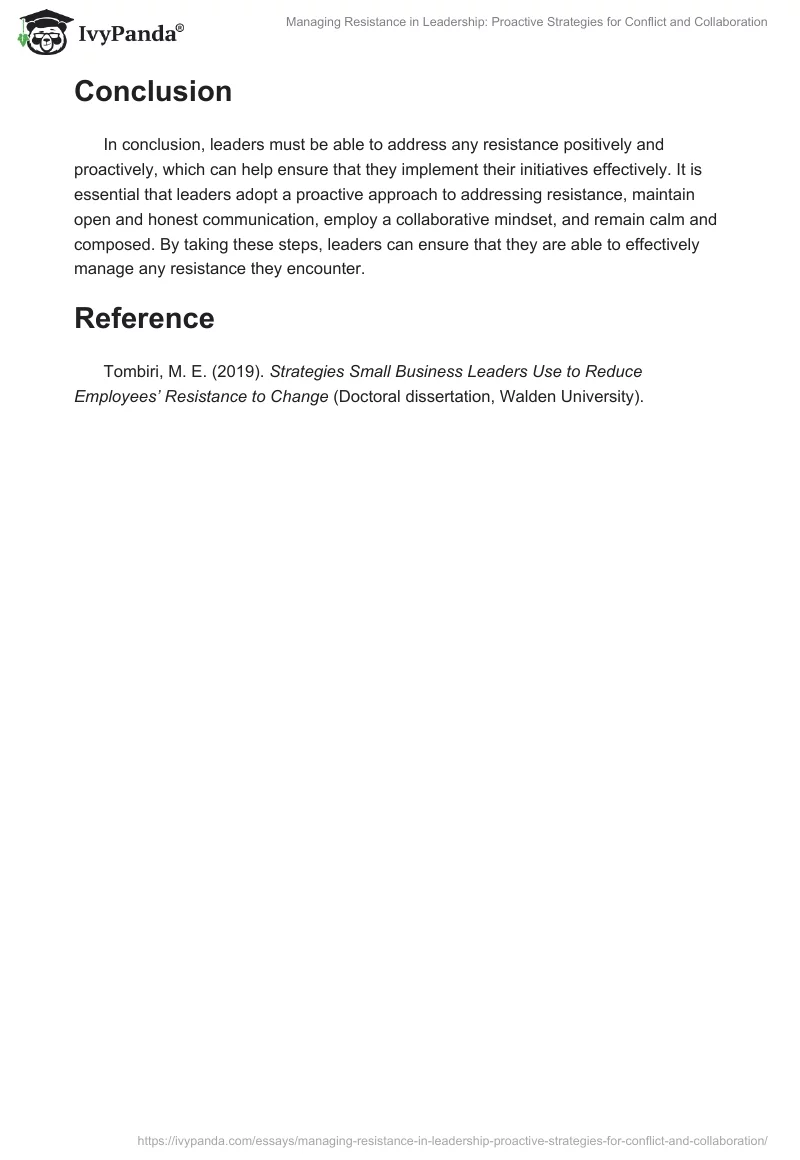 Managing Resistance in Leadership: Proactive Strategies for Conflict and Collaboration. Page 2