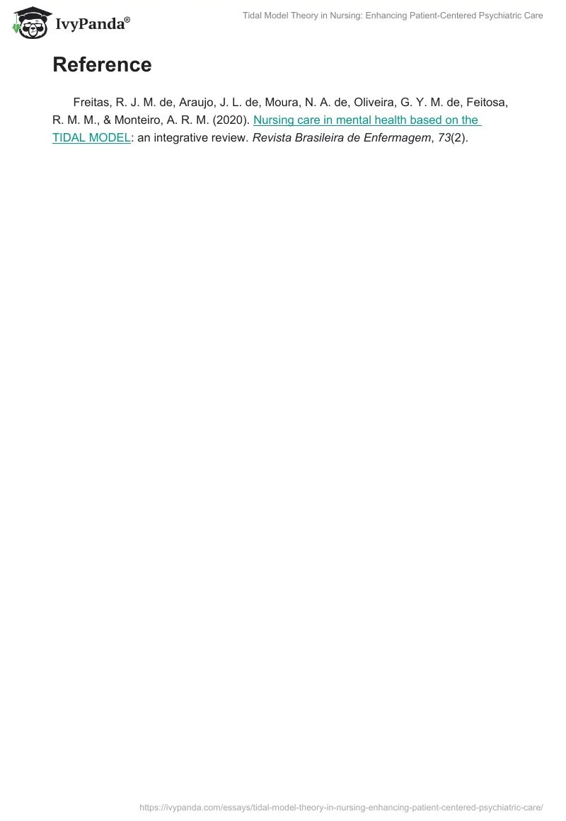 Tidal Model Theory in Nursing: Enhancing Patient-Centered Psychiatric Care. Page 2