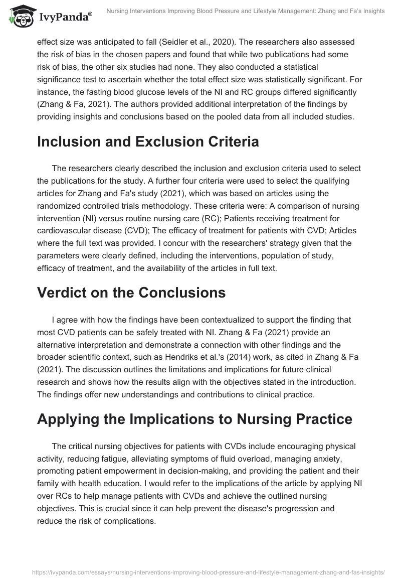Nursing Interventions Improving Blood Pressure and Lifestyle Management: Zhang and Fa’s Insights. Page 2
