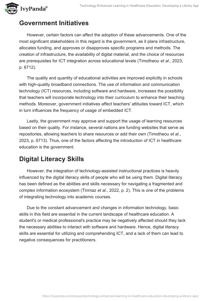 Technology-Enhanced Learning in Healthcare Education: Developing a Library App. Page 2