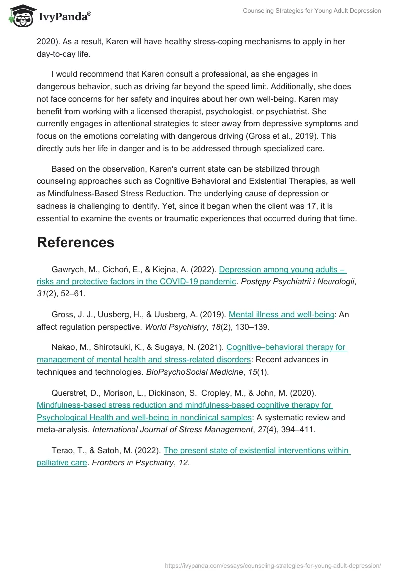 Counseling Strategies for Young Adult Depression. Page 2