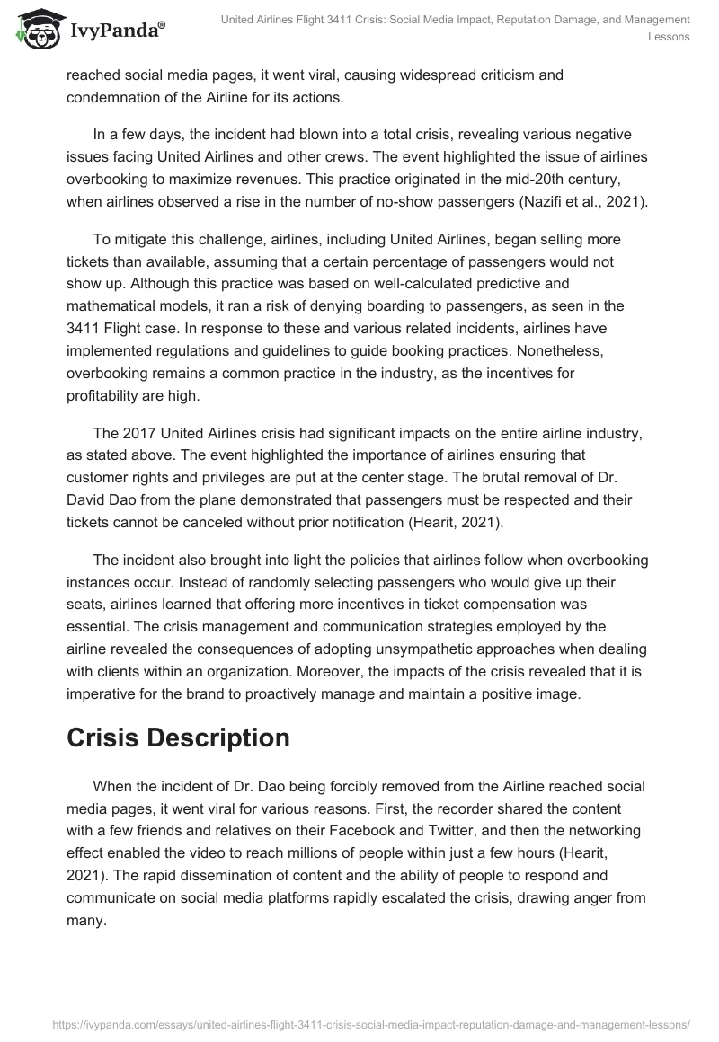 United Airlines Flight 3411 Crisis: Social Media Impact, Reputation Damage, and Management Lessons. Page 2