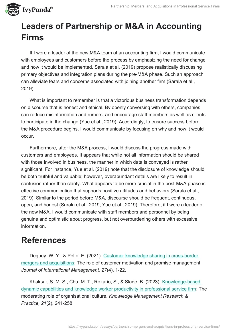 Partnership, Mergers, and Acquisitions in Professional Service Firms. Page 2