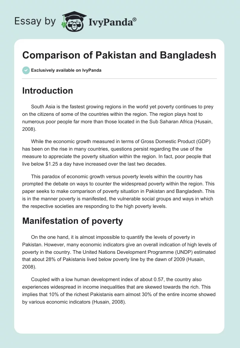 Comparison of Pakistan and Bangladesh. Page 1