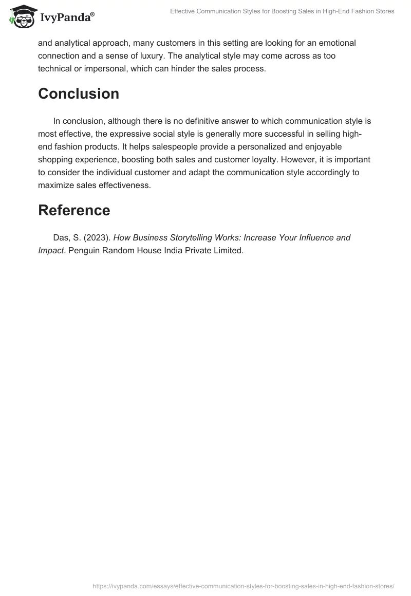 Effective Communication Styles for Boosting Sales in High-End Fashion Stores. Page 2
