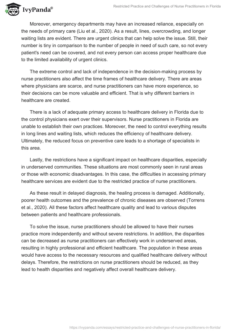 Restricted Practice and Challenges of Nurse Practitioners in Florida. Page 2