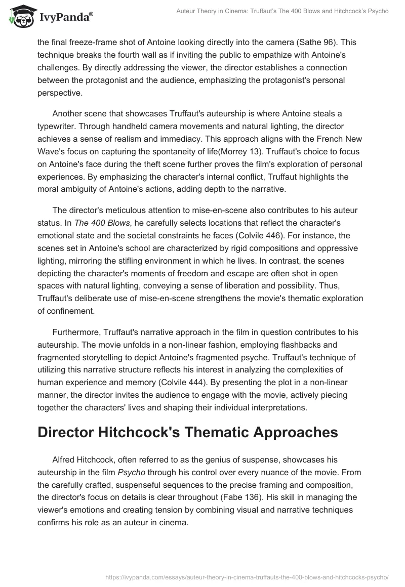 Auteur Theory in Cinema: Truffaut’s The 400 Blows and Hitchcock’s Psycho. Page 2