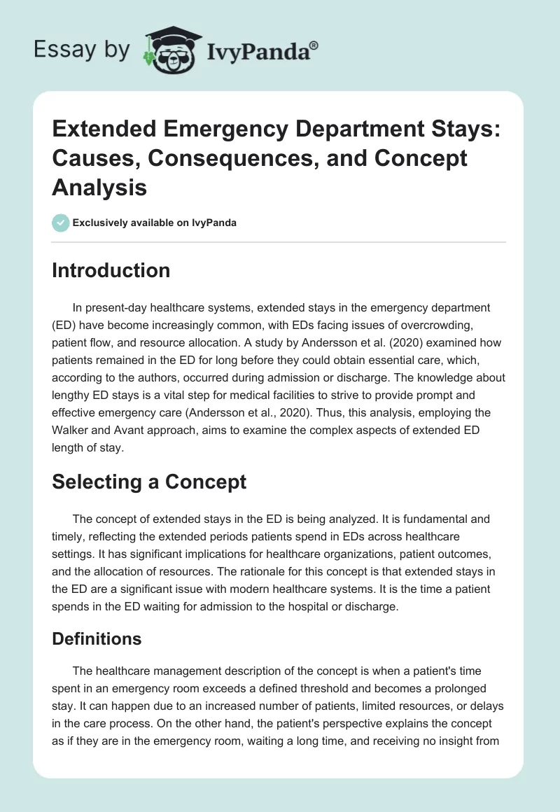 Extended Emergency Department Stays: Causes, Consequences, and Concept Analysis. Page 1