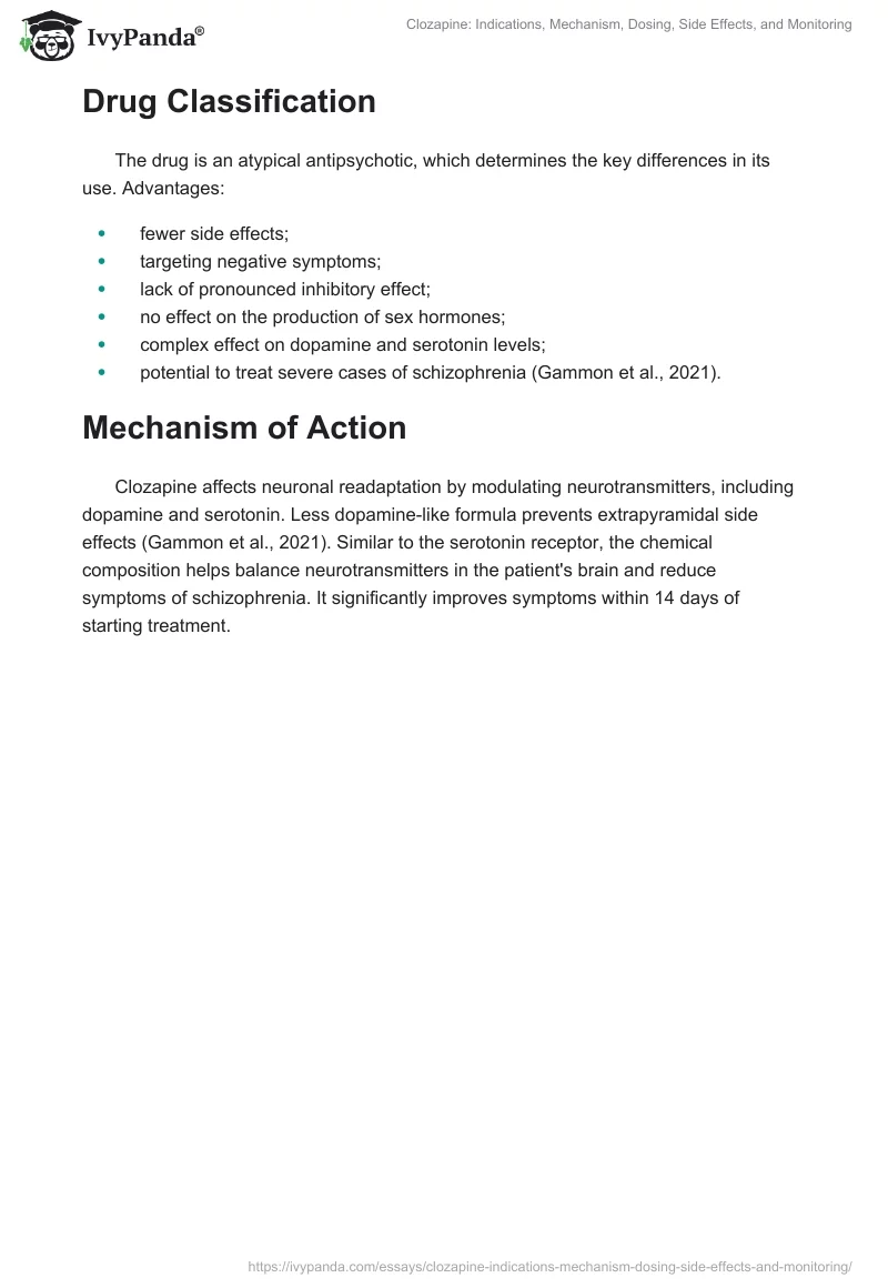 Clozapine: Indications, Mechanism, Dosing, Side Effects, and Monitoring. Page 2