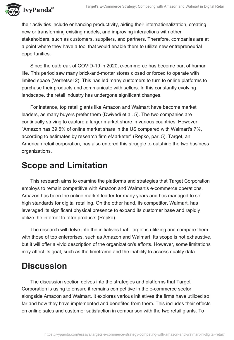 Target’s E-Commerce Strategy: Competing with Amazon and Walmart in Digital Retail. Page 2