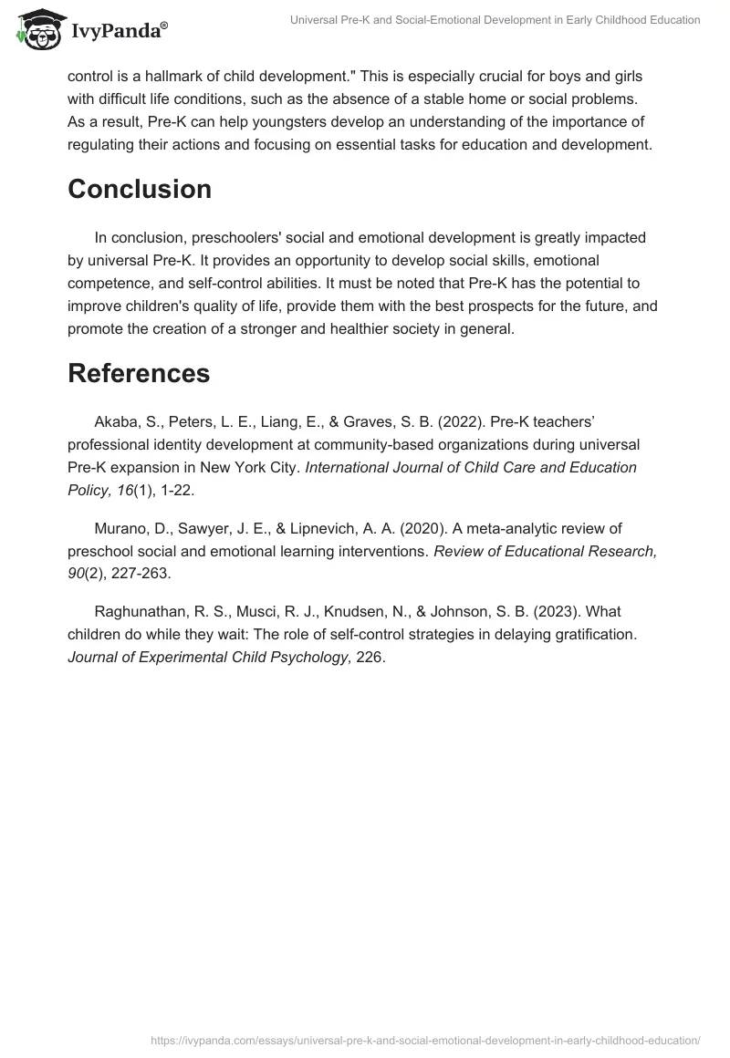 Universal Pre-K and Social-Emotional Development in Early Childhood Education. Page 2