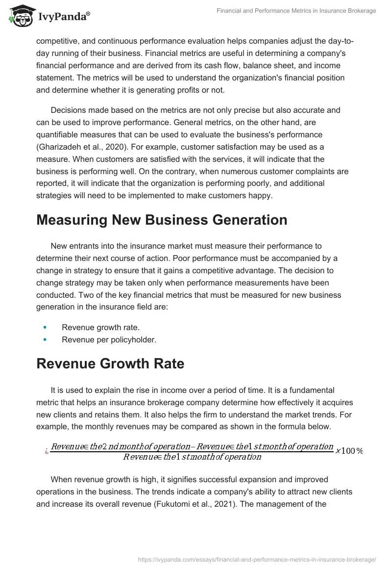 Financial and Performance Metrics in Insurance Brokerage. Page 2