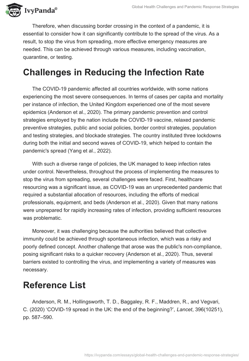 Global Health Challenges and Pandemic Response Strategies. Page 2