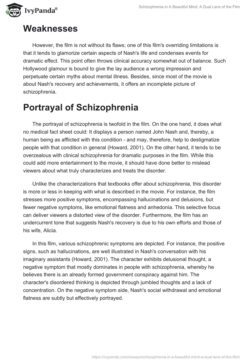 Schizophrenia in "A Beautiful Mind": A Dual Lens of the Film. Page 2