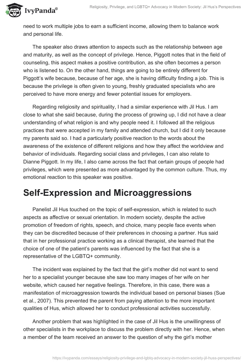 Religiosity, Privilege, and LGBTQ+ Advocacy in Modern Society: Jil Hus’s Perspectives. Page 2