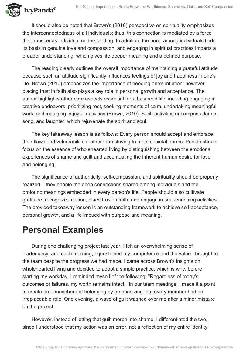 The Gifts of Imperfection: Brené Brown on Worthiness, Shame vs. Guilt, and Self-Compassion. Page 2