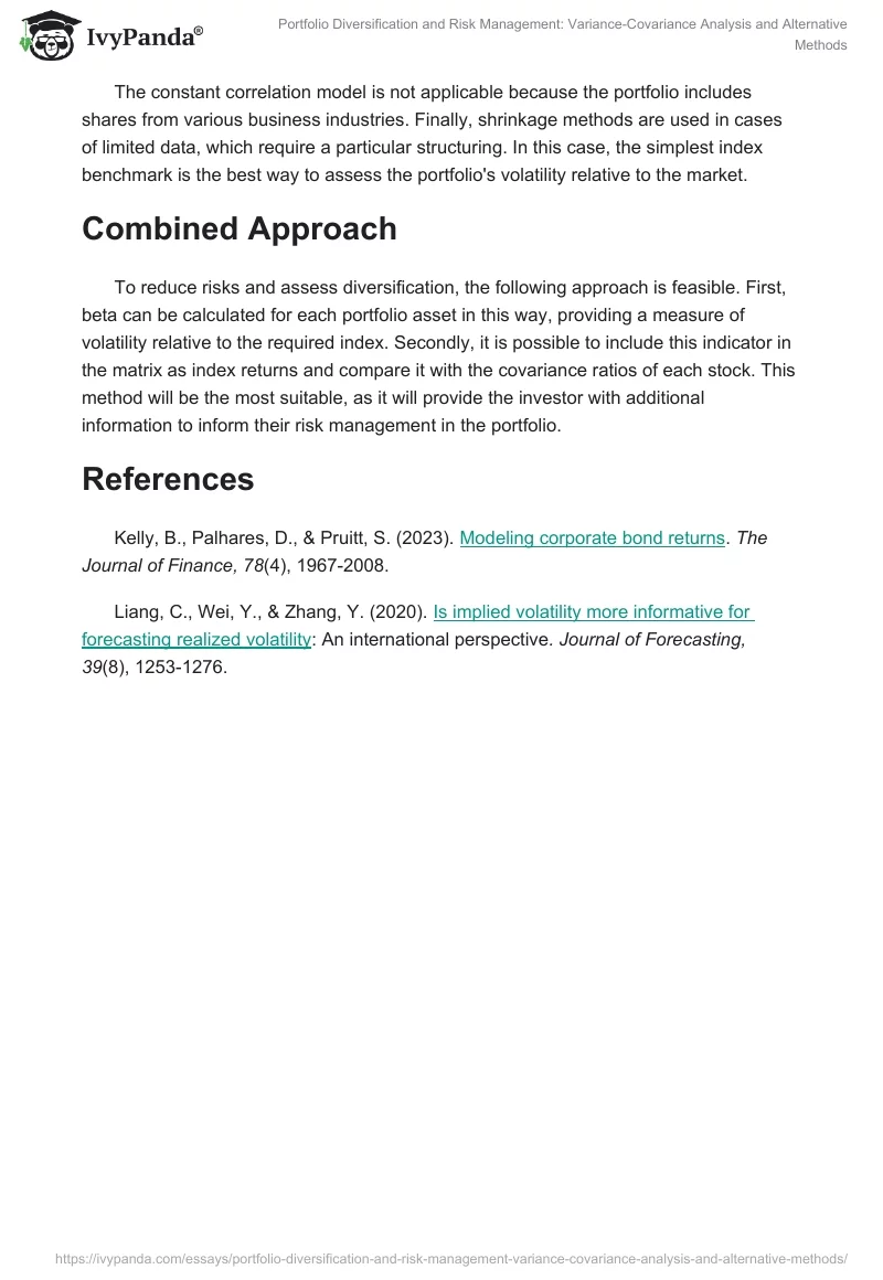 Portfolio Diversification and Risk Management: Variance-Covariance Analysis and Alternative Methods. Page 2