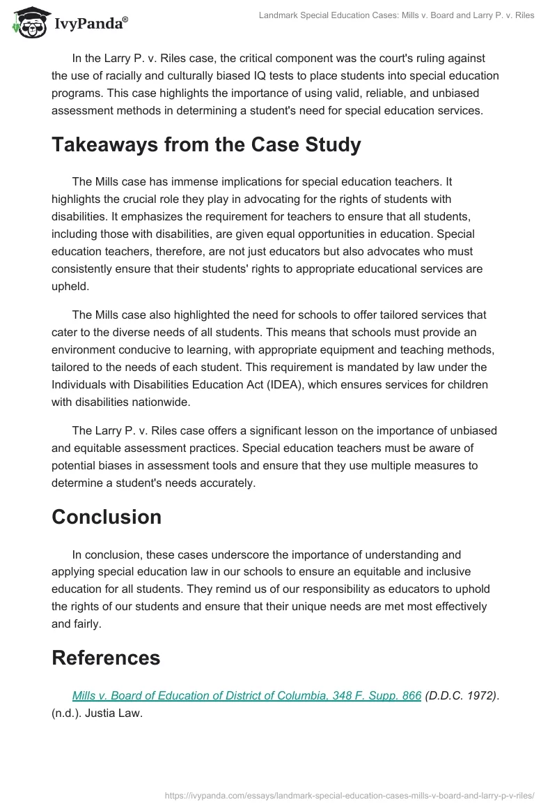 Landmark Special Education Cases: Mills v. Board and Larry P. v. Riles. Page 2