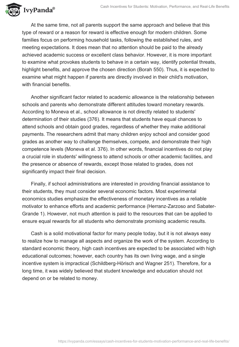 Cash Incentives for Students: Motivation, Performance, and Real-Life Benefits. Page 2