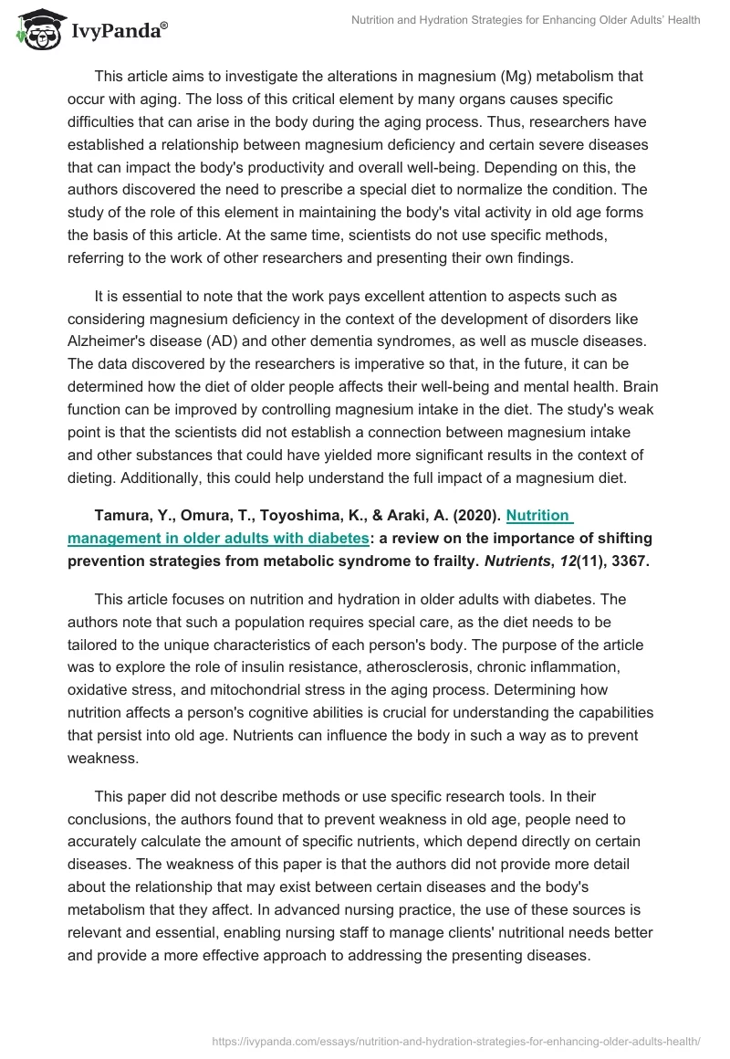 Nutrition and Hydration Strategies for Enhancing Older Adults’ Health. Page 2