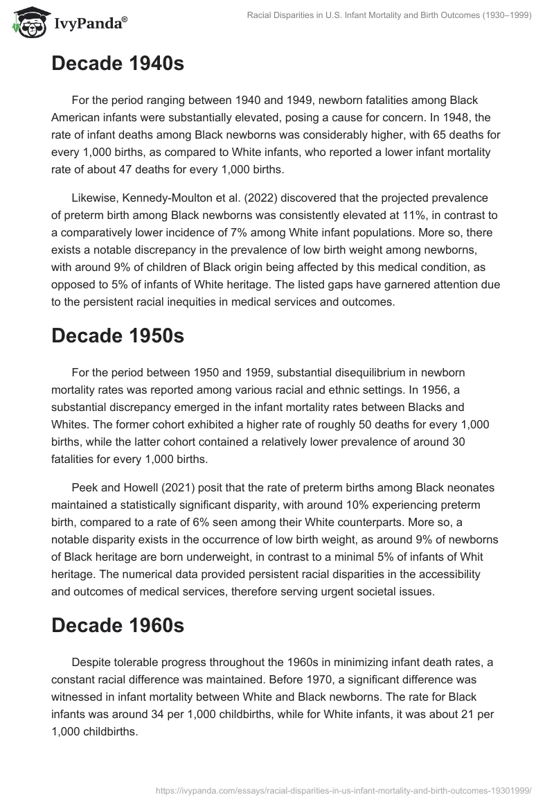 Racial Disparities in U.S. Infant Mortality and Birth Outcomes (1930–1999). Page 2