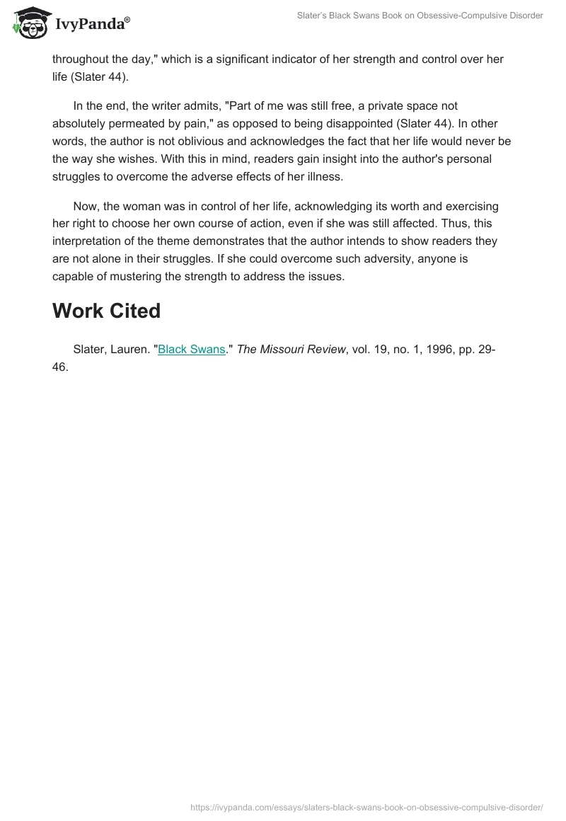 Slater’s Black Swans Book on Obsessive-Compulsive Disorder. Page 2