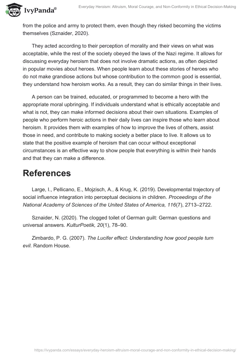 Everyday Heroism: Altruism, Moral Courage, and Non-Conformity in Ethical Decision-Making. Page 2