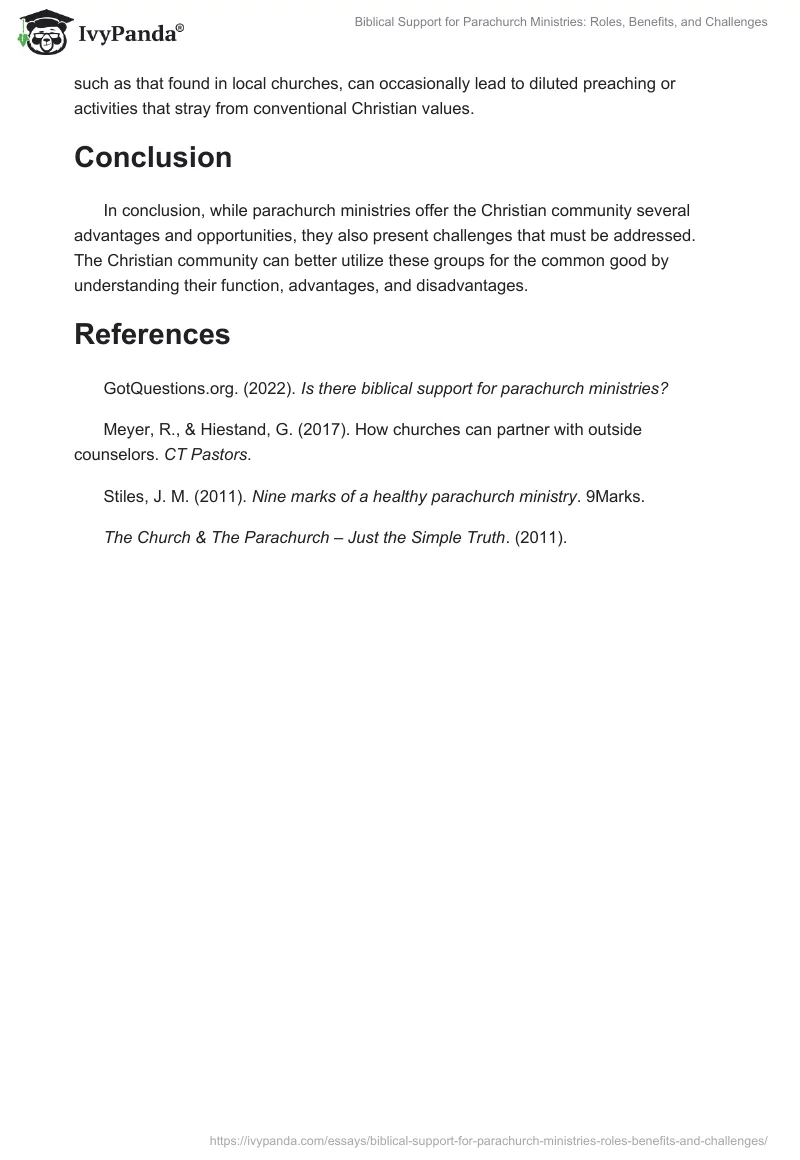 Biblical Support for Parachurch Ministries: Roles, Benefits, and Challenges. Page 2