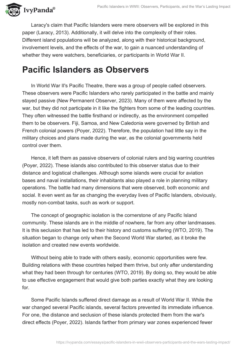 Pacific Islanders in WWII: Observers, Participants, and the War’s Lasting Impact. Page 2