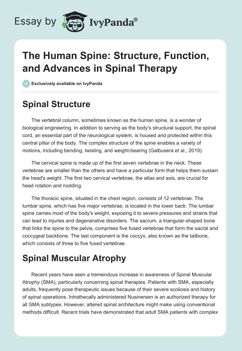 The Human Spine: Structure, Function, and Advances in Spinal Therapy. Page 1