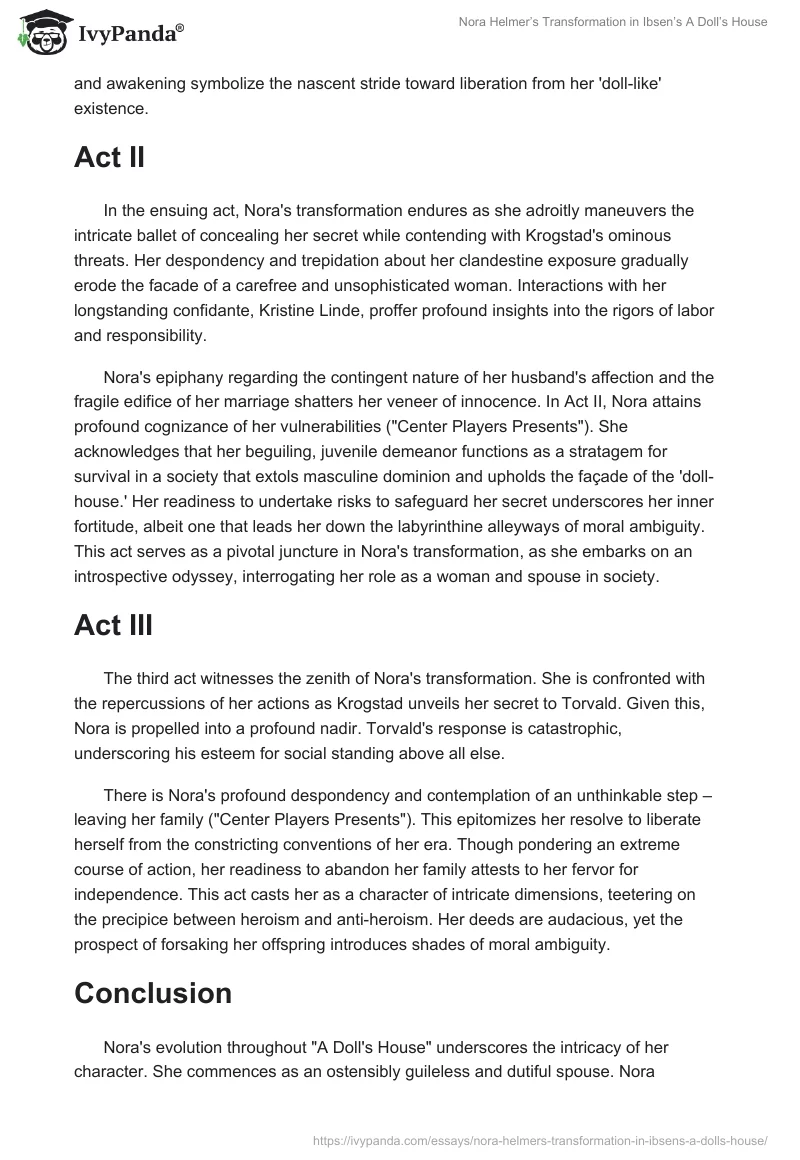 Nora Helmer’s Transformation in Ibsen’s A Doll’s House. Page 2